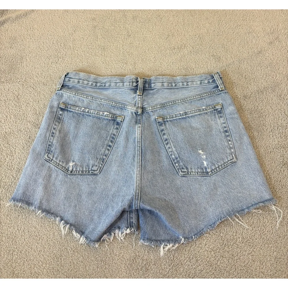 AGOLDE Parker Long Shorts Women 30/34 Swapmeet High Rise Distressed Denim Summer